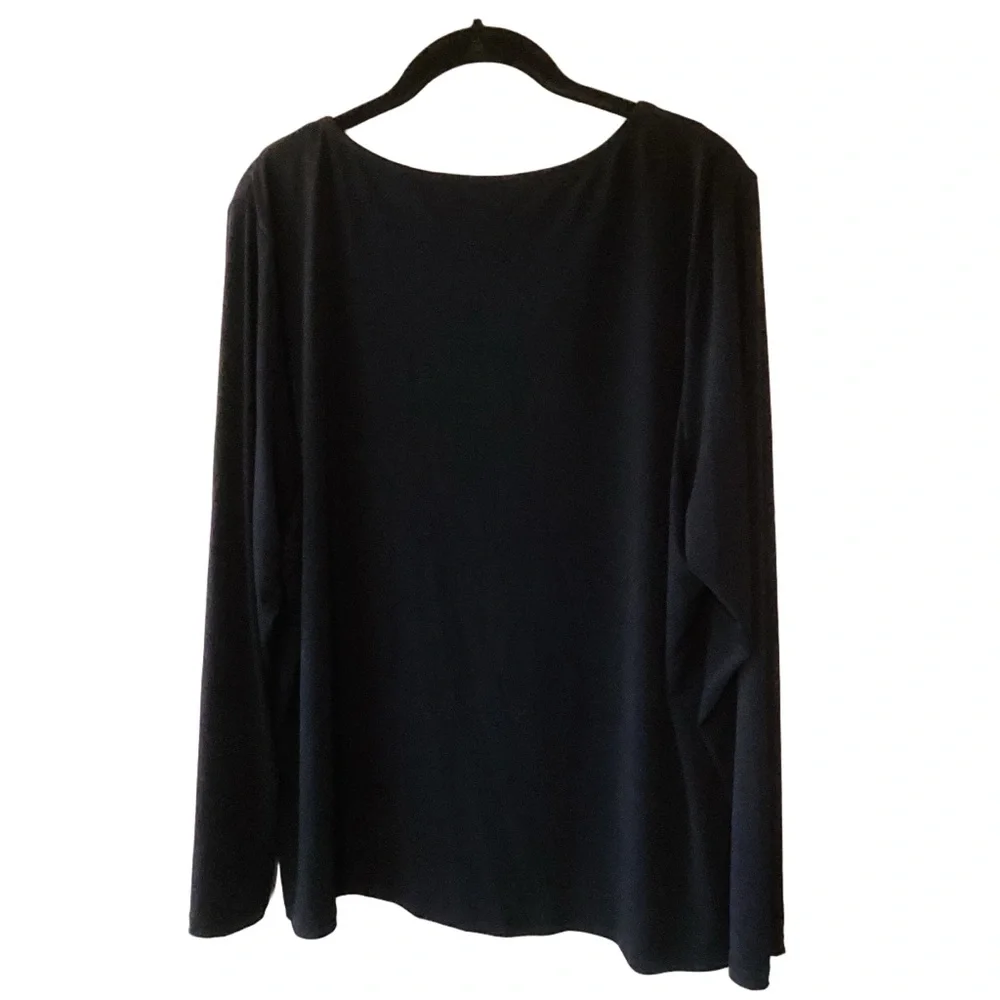 Michael Michael Kors Black Pullover Top with Gold Metal Logo XL Stretchy Goth - Picture 2 of 6